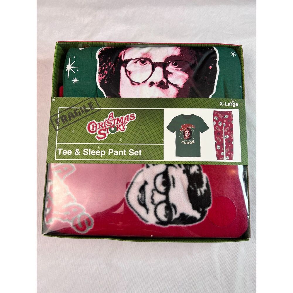 A Christmas Story New in Box Men's Tee & Pants Ralphie Oh Fudge Pajama Set XL